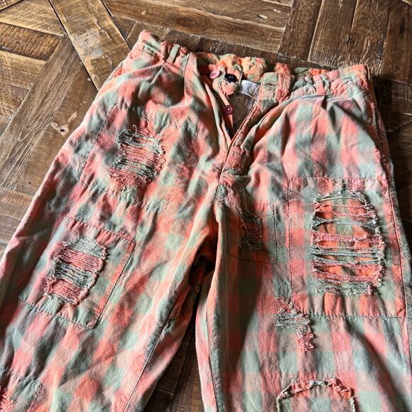 Woman's Magnolia Pearl Check Charmie Trousers Pants Orange Green One Size - Picture 4 of 9